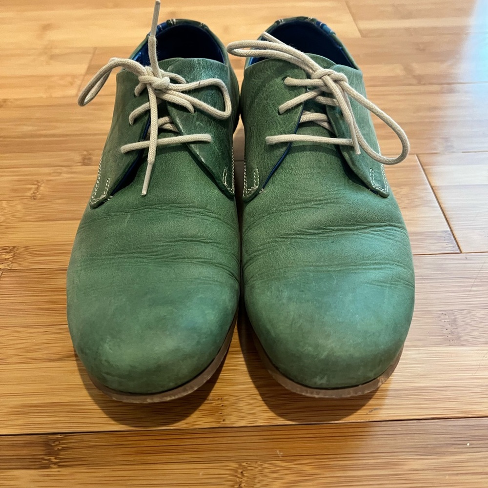 John Fluevog Radio CBC Leather & Suede Derby Shoes - Picture 5 of 8